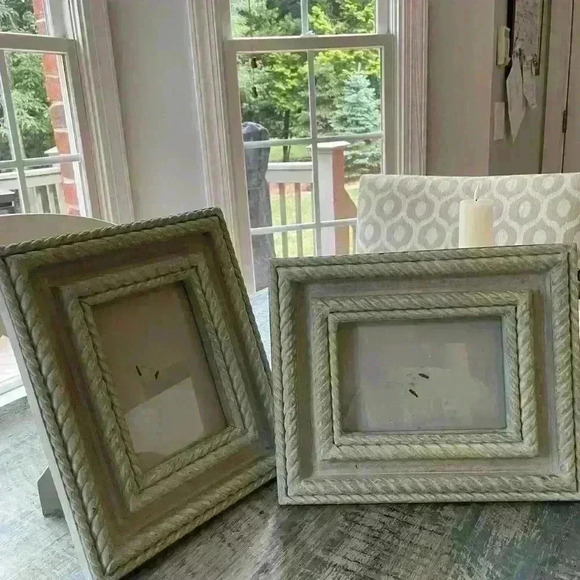 None Other - Wooden Picture Frames (2), Beautiful Light Blue